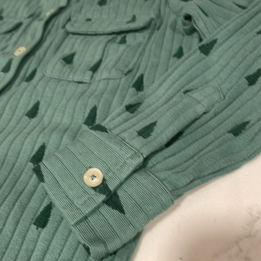 Kate Quinn Kids Green Tree Button up Collar Pocket Shirt 6 - Picture 3 of 10
